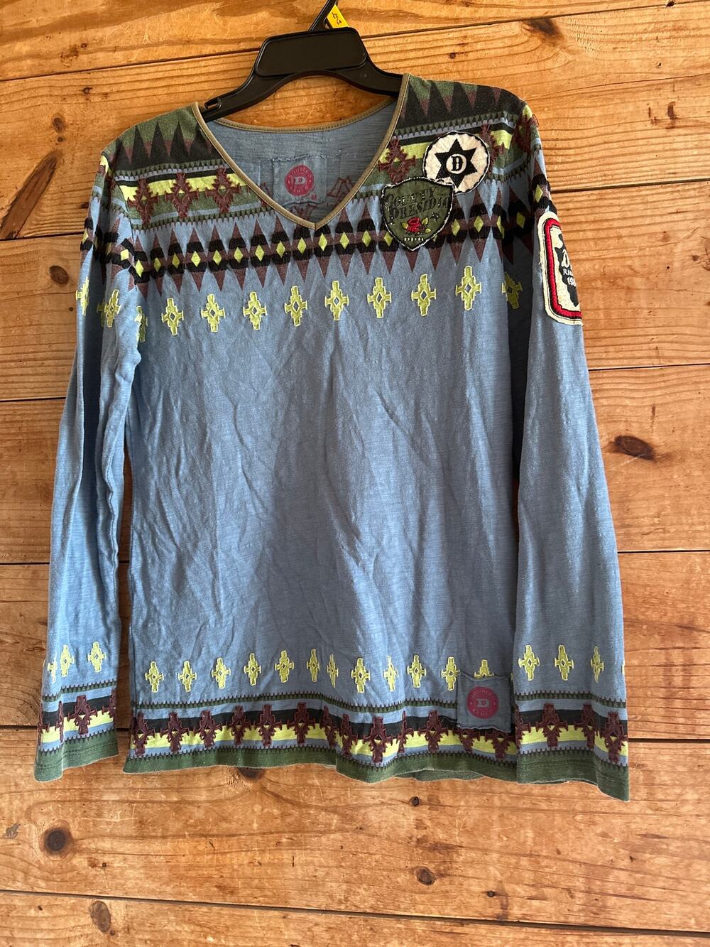 Double D Ranch Embroidered Long Sleeve VNeck Top